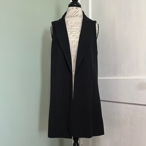 Elle Citrus Punch Black Sleeveless Vest with Lapel Collar